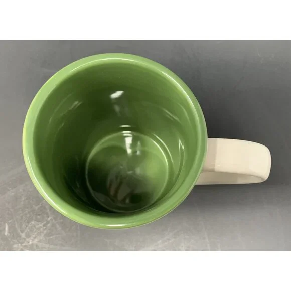 TAG SKIING SNOWMAN HOPE MUG 16 oz Embossed Winter Holiday Xmas Green Interior - Picture 5 of 8